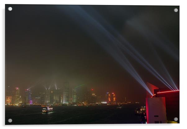 Lights In Hong Kong Acrylic by Phil Swindin