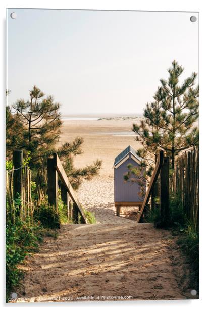 Beach hut and path to beach at sunrise. Wells-next-the-sea, Norf Acrylic by Liam Grant