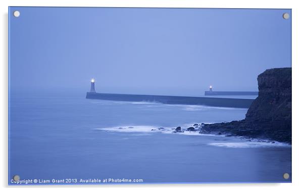 North and South Pier Lighthouses at dawn from Shar Acrylic by Liam Grant