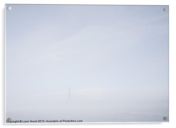Electricity pylon in freezing fog. Acrylic by Liam Grant