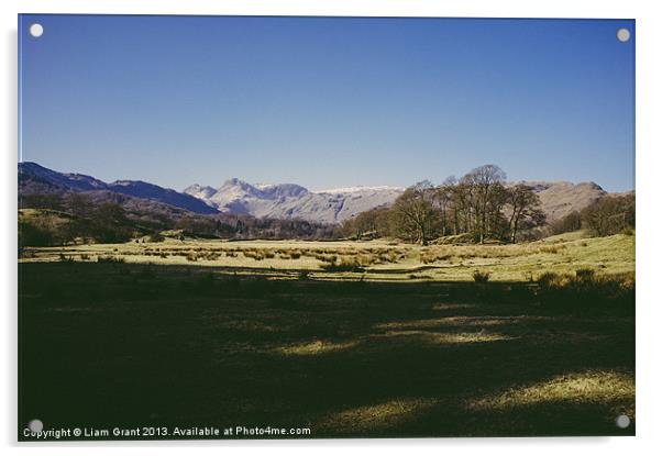 Langdale Pikes. Elterwater. Acrylic by Liam Grant