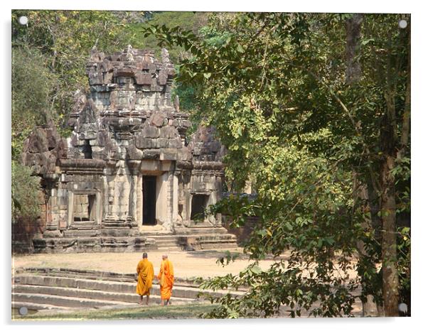 Temple Monks Acrylic by Mark Burnett