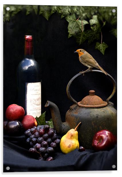 ROBIN STILL LIFE Acrylic by Anthony R Dudley (LRPS)