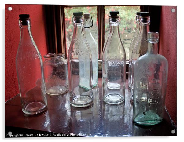 Vintage bottles Acrylic by Howard Corlett