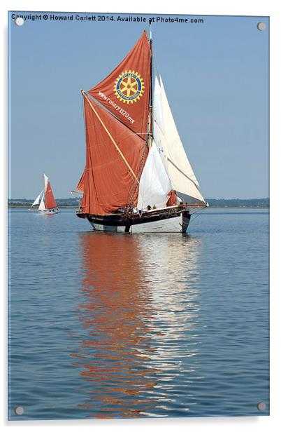  Thames Barge Cambria Acrylic by Howard Corlett