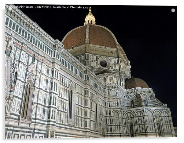 The Duomo Florence at night Acrylic by Howard Corlett