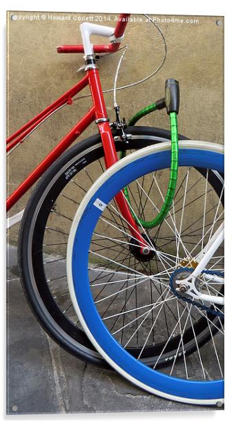 Coloured bicycles 2 Acrylic by Howard Corlett