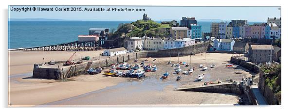 Tenby Harbour Panorama  Acrylic by Howard Corlett