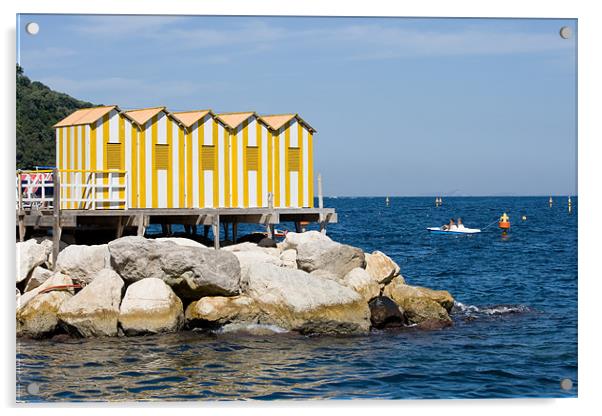 Beach huts at Sorrento Acrylic by Howard Corlett