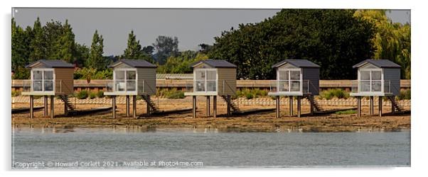Osea Beach Huts Acrylic by Howard Corlett