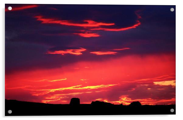 Sunset over Monreith Acrylic by ANGELA MCCLINTON