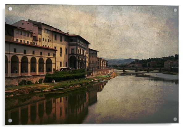Arno River Acrylic by Gary Miles