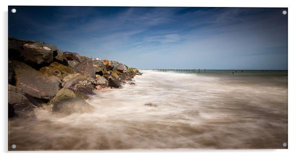 Happisburgh Rocks Acrylic by Simon Wrigglesworth