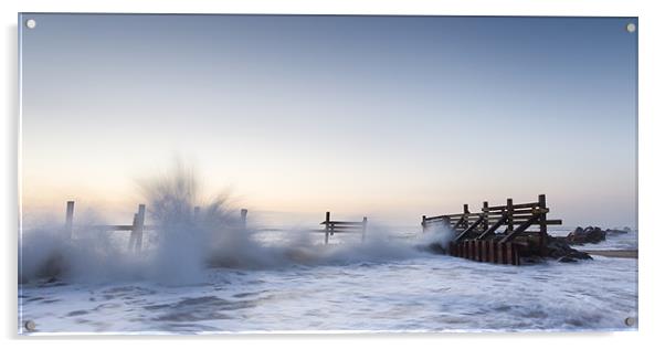 Happisburgh Sea Acrylic by Simon Wrigglesworth