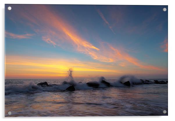 Happisburgh Sunrise Acrylic by Simon Wrigglesworth