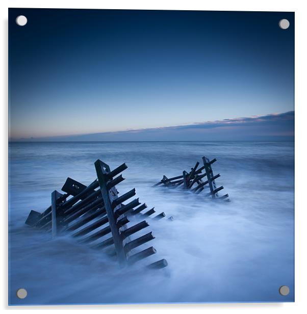 Caistor beach defences Acrylic by Simon Wrigglesworth