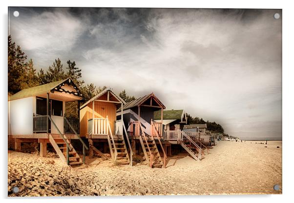 Beach Huts at Wells Acrylic by Simon Wrigglesworth