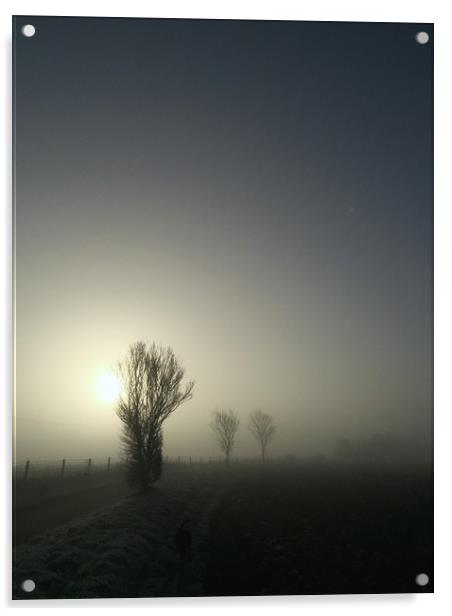 Foggy Winter Morning Acrylic by Simon Wrigglesworth