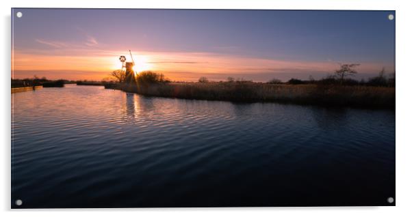 Norfolk Sunset Acrylic by Simon Wrigglesworth