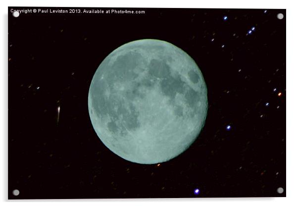 Blue Moon & Perseid Meteor Acrylic by Paul Leviston