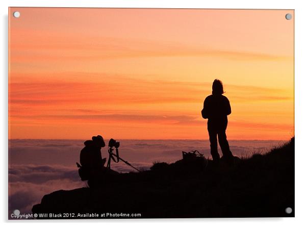 Capturing the sunrise from above the clouds Acrylic by Will Black