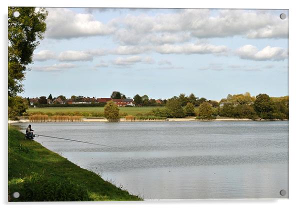 Fishing on Marsworth Reservoir Acrylic by graham young