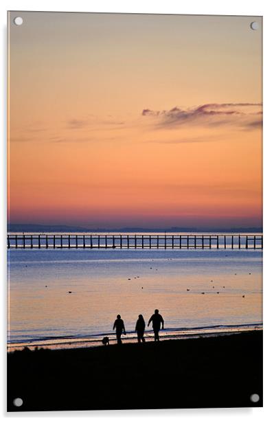 Sunset Stroll on Littlehampton Beach Acrylic by graham young