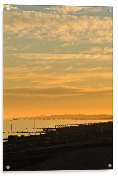 Sunset over Littlehampton Beach Acrylic by graham young