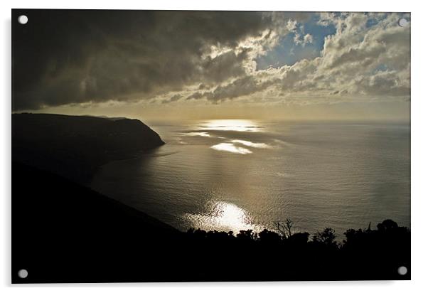 Storm Clouds Over Lynmouth Bay  Acrylic by graham young