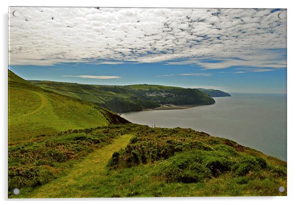 Lynton and Lynmouth, a view from Countisbury  Acrylic by graham young