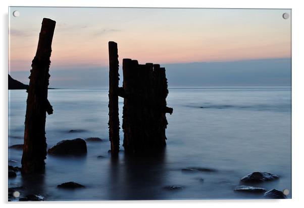 Groynes on Lynmouth Beach  Acrylic by graham young