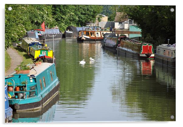 Narrowboats on the Grand Union Canal Acrylic by graham young