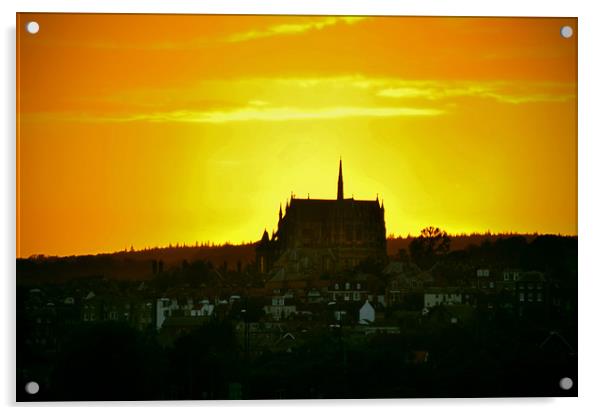 Arundel Cathedral at Sunset Acrylic by graham young