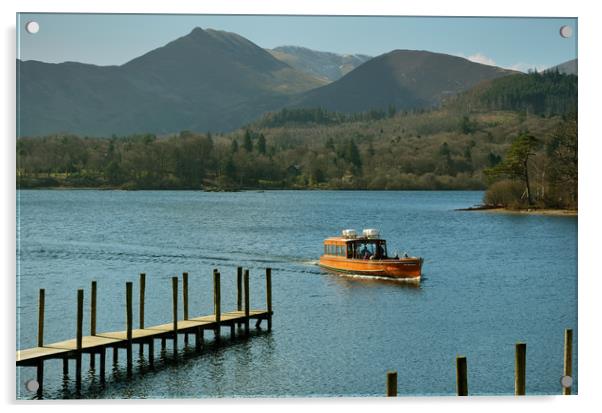Lady Derwentwater sailing in to Keswick Acrylic by graham young