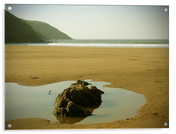 Rock Pool on Putsborough Beach Acrylic by graham young