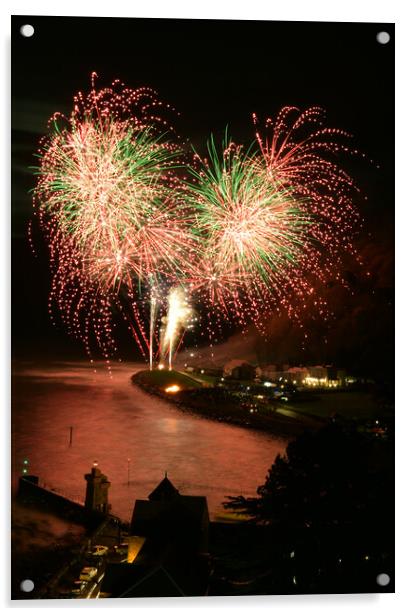 Mesmerizing Fireworks Display in Lynmouth North De Acrylic by graham young