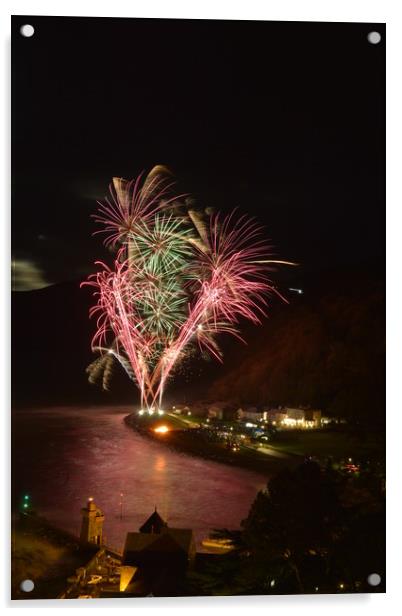 A Dazzling Firework Symphony over Lynmouth  Acrylic by graham young