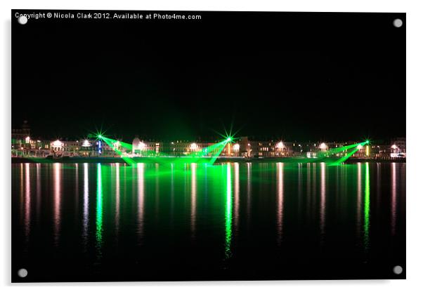 Weymouth Seafront Lasers Acrylic by Nicola Clark