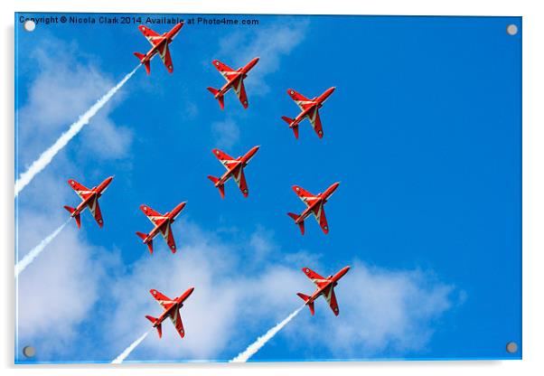 Red Arrows Feather Formation Acrylic by Nicola Clark