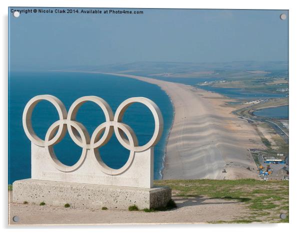 Chesil Beach and Olympic Rings Acrylic by Nicola Clark