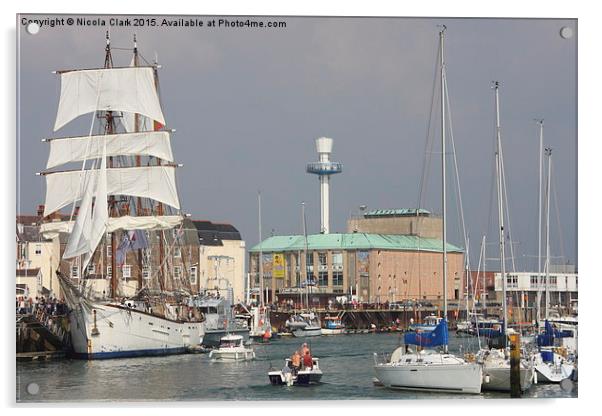 Tall Ship at Weymouth Acrylic by Nicola Clark