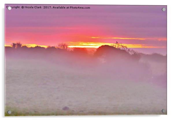 Sunrise Through The Mist Acrylic by Nicola Clark