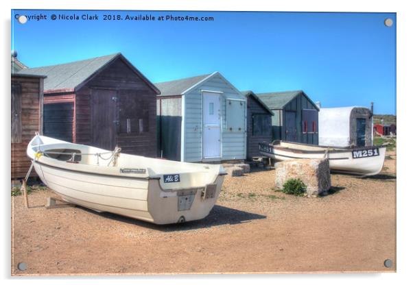 Boats and Huts Acrylic by Nicola Clark