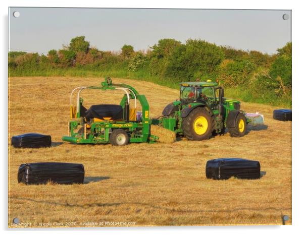 Wrapping Hay Bales Acrylic by Nicola Clark