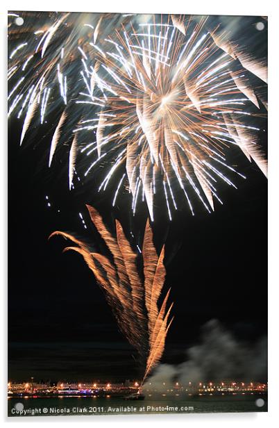 Fireworks over Weymouth Bay Acrylic by Nicola Clark