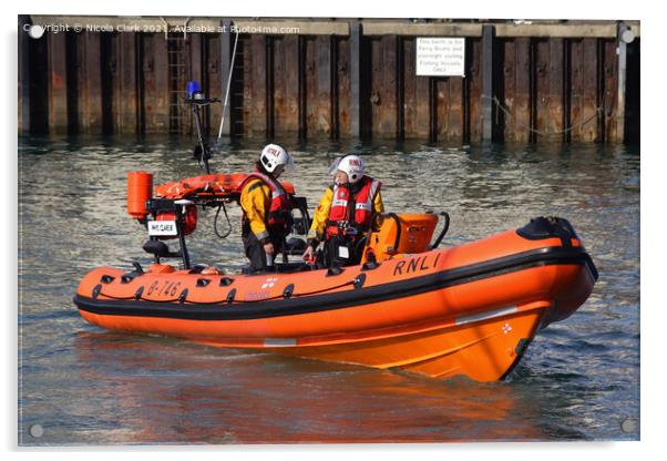 Dramatic RNLI Rescue in Weymouth Acrylic by Nicola Clark
