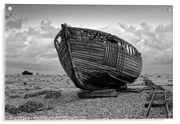The Abandoned Boat, Dungeness, Kent Acrylic by Dave Turner