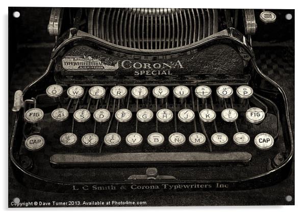 Vintage Typewriter Keyboard Acrylic by Dave Turner