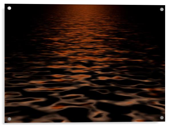 Sunset, reflection, water, digital, art Acrylic by Raymond Gilbert