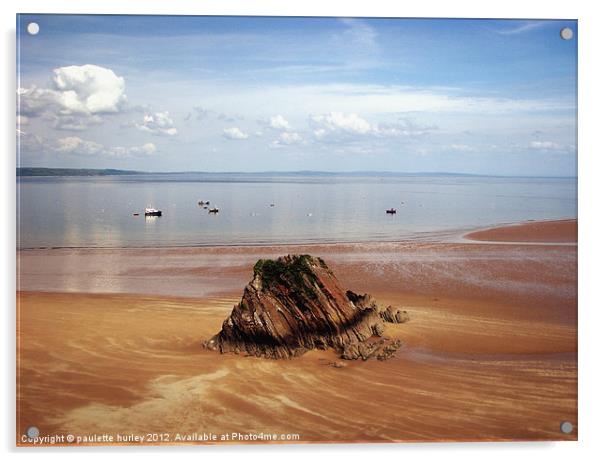 Goskar Rock.Tenby.Pembrokeshire. Acrylic by paulette hurley